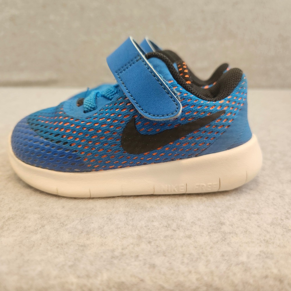 NIKE FREE RN TD |Toddler Shoes Size 5C Blue Orange Running Sneakers